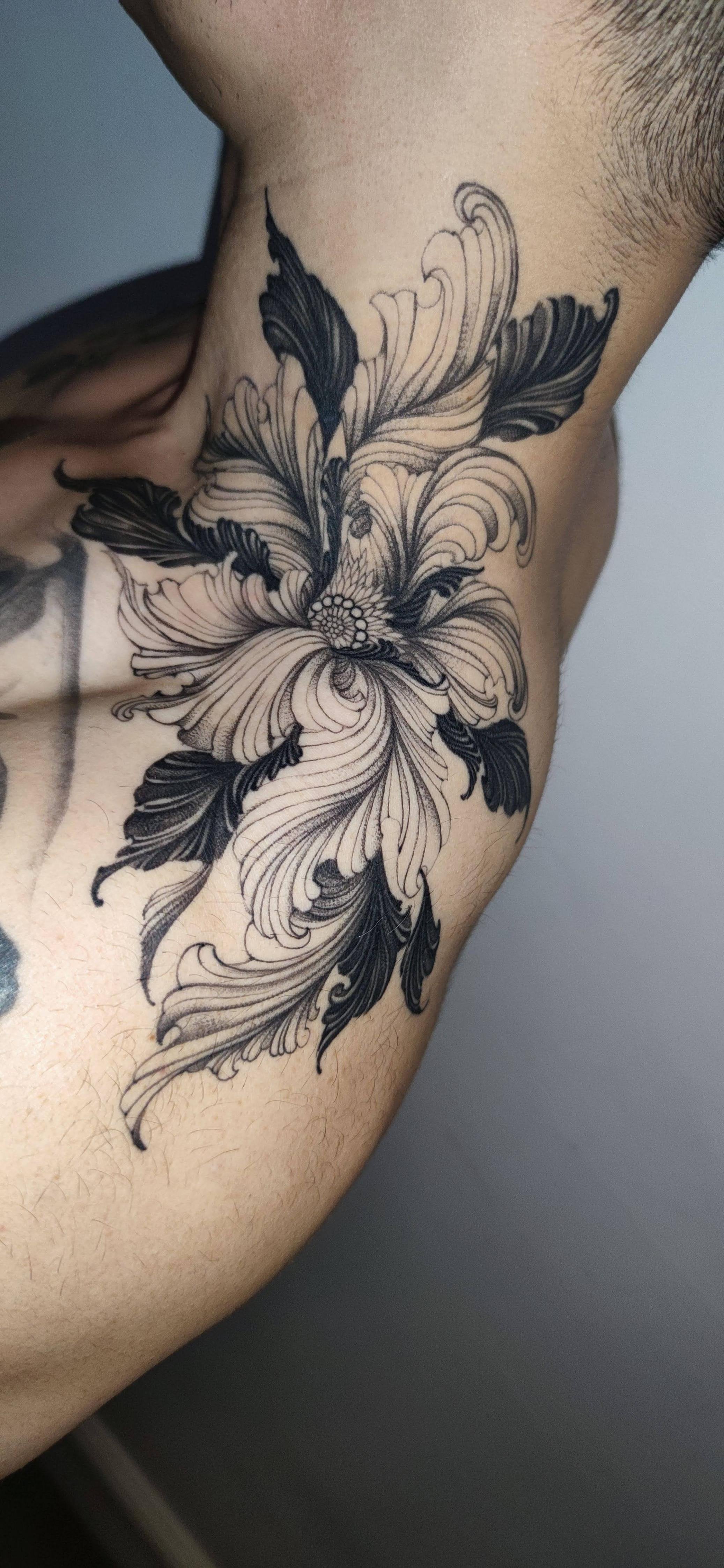 Iris by Sagaegrim (guest artist) at Parliament Tattoo, London, UK. (Healed)