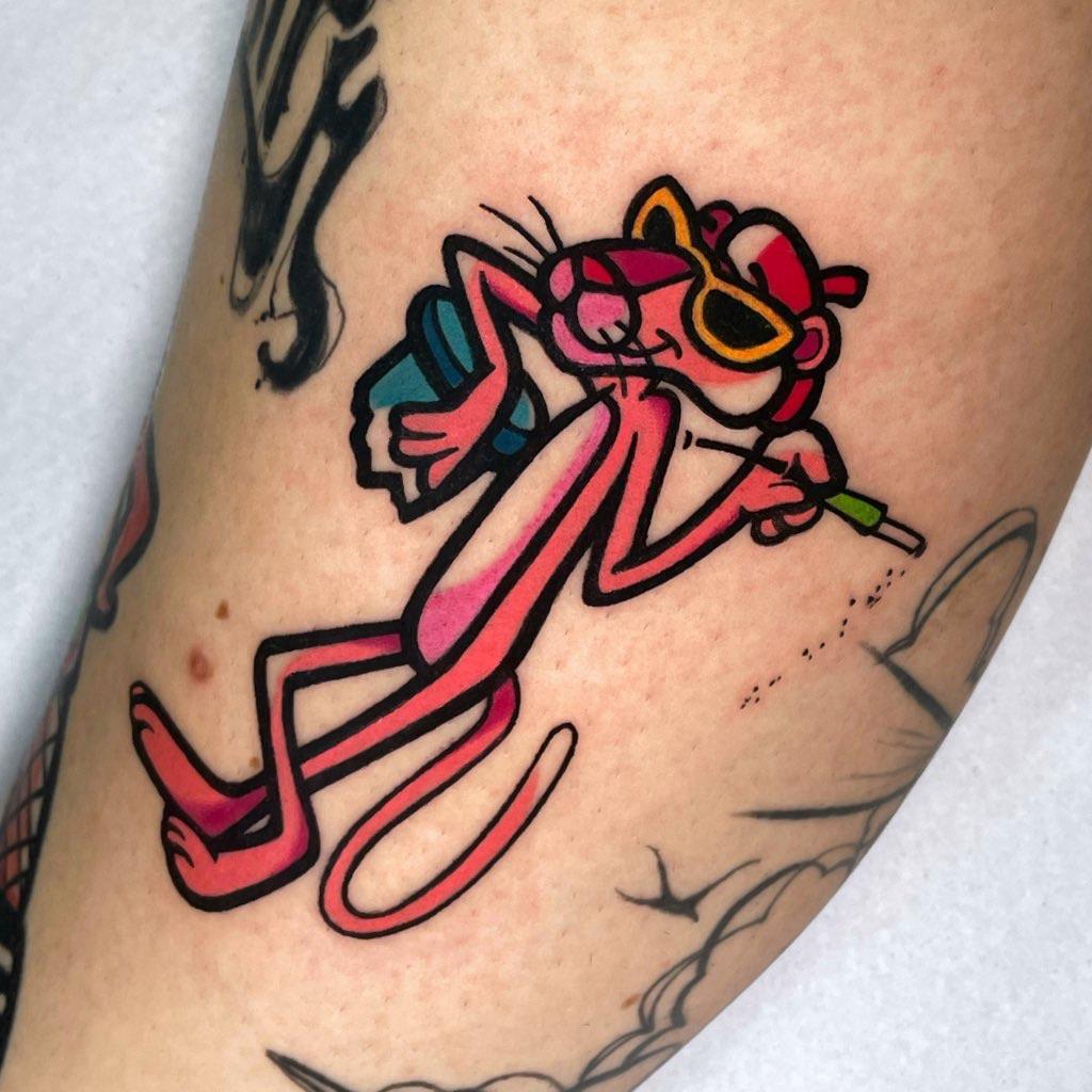 Pink Panther by me (Lara Rothier) at Rodriguez Ink. Based in Cabo Frio, Brazil