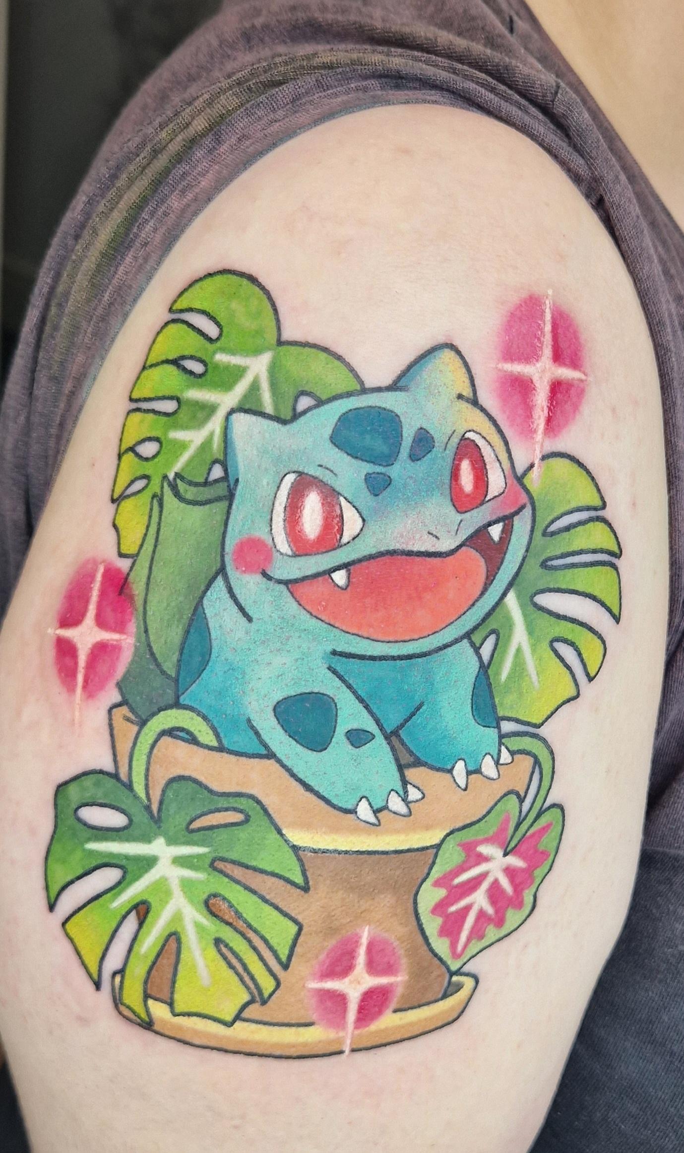 My new Bulbasaur tattoo. Done by Sabs at Golden Goose Tattoo, Birmingham, UK