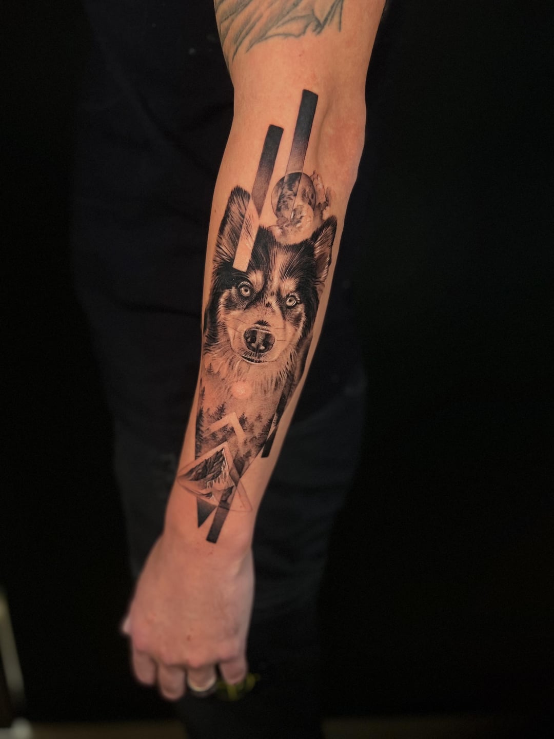 Tattoo of my doggy – done by Inal Bersekov guest artist at DOT creative in NYC