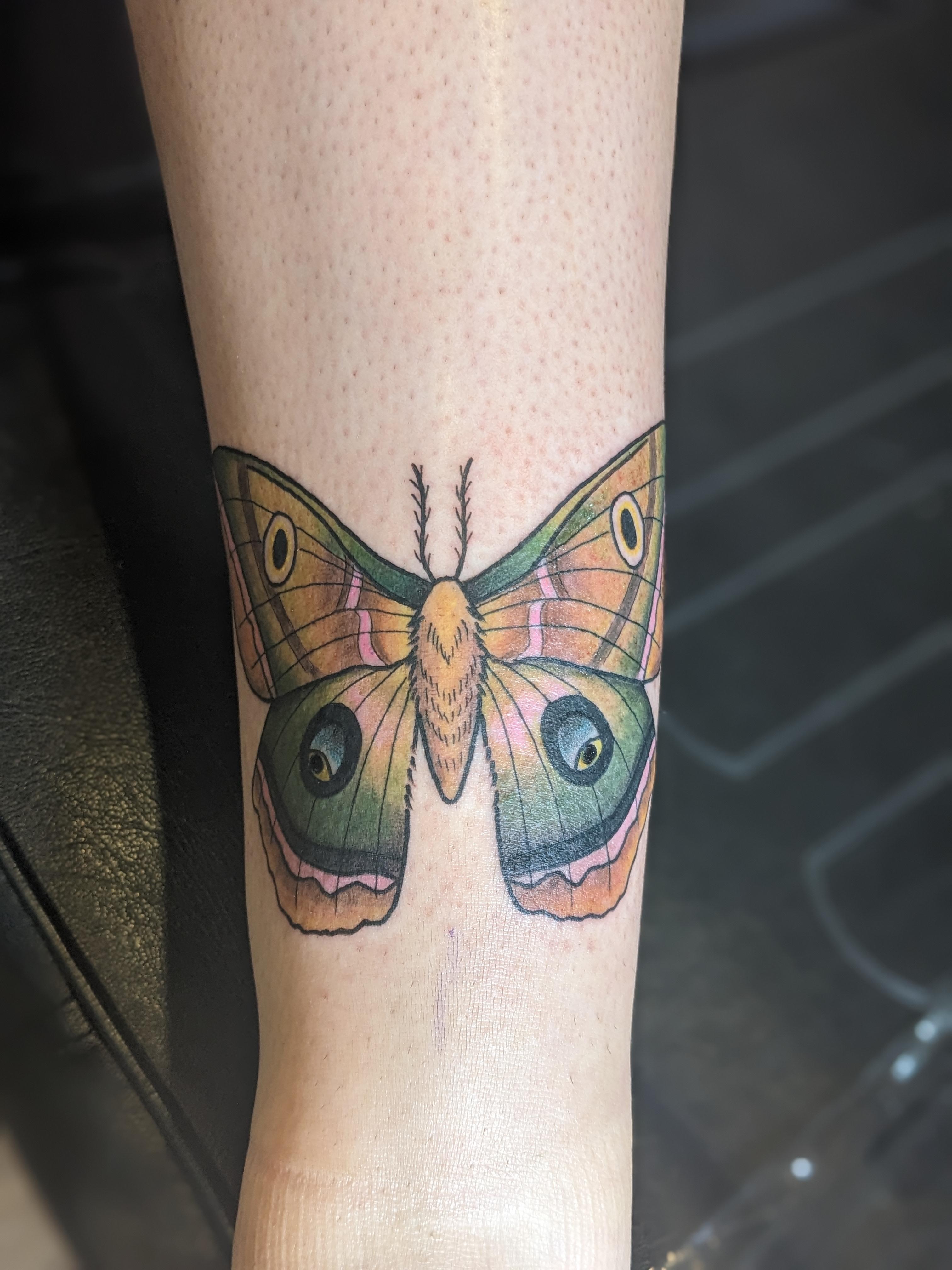 Colorful Polyphemus Moth by Shannon Knapp at Two Sons on Lorain, Cleveland