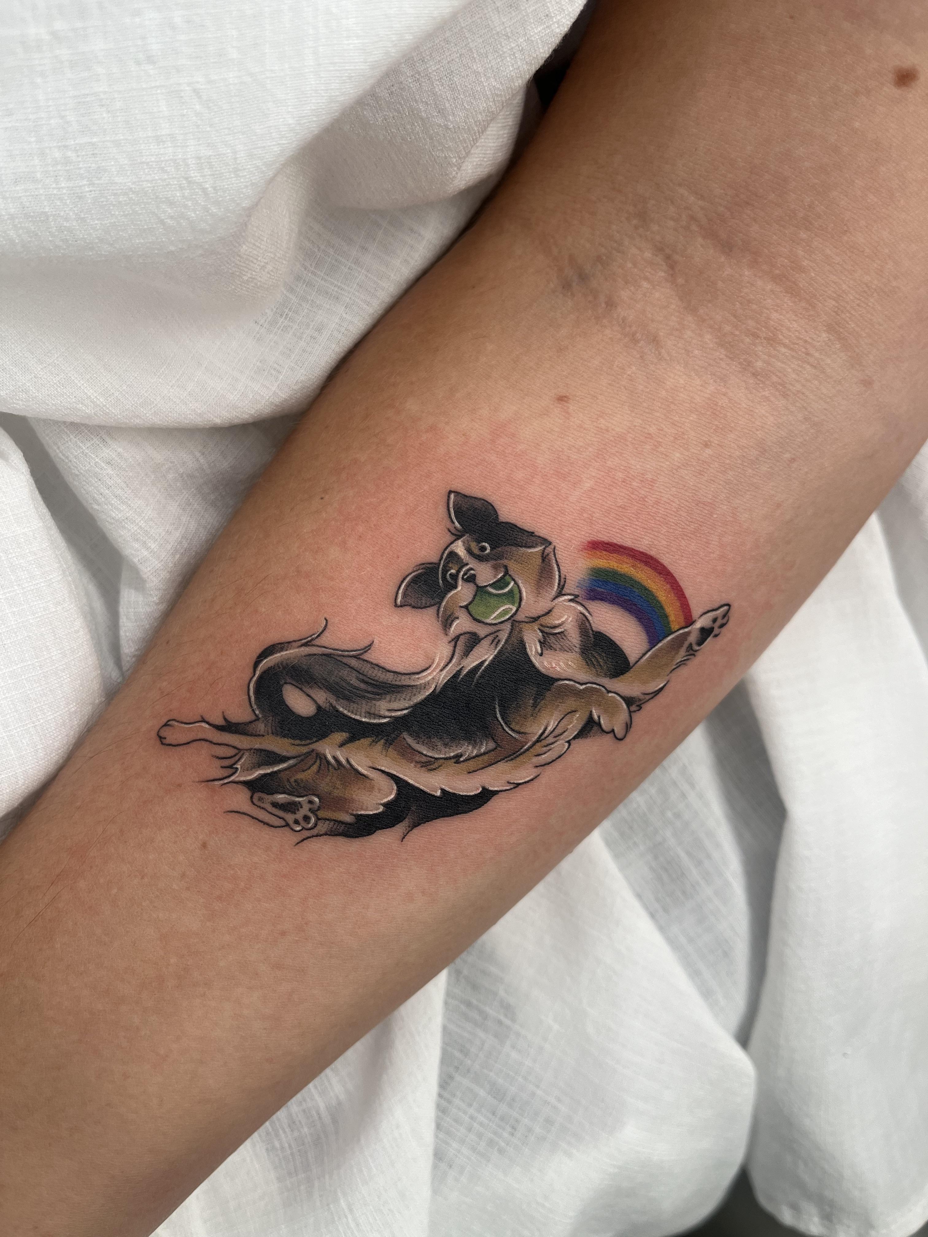 Memorial tattoo of the goodest girl done by Eden at Vism in LA