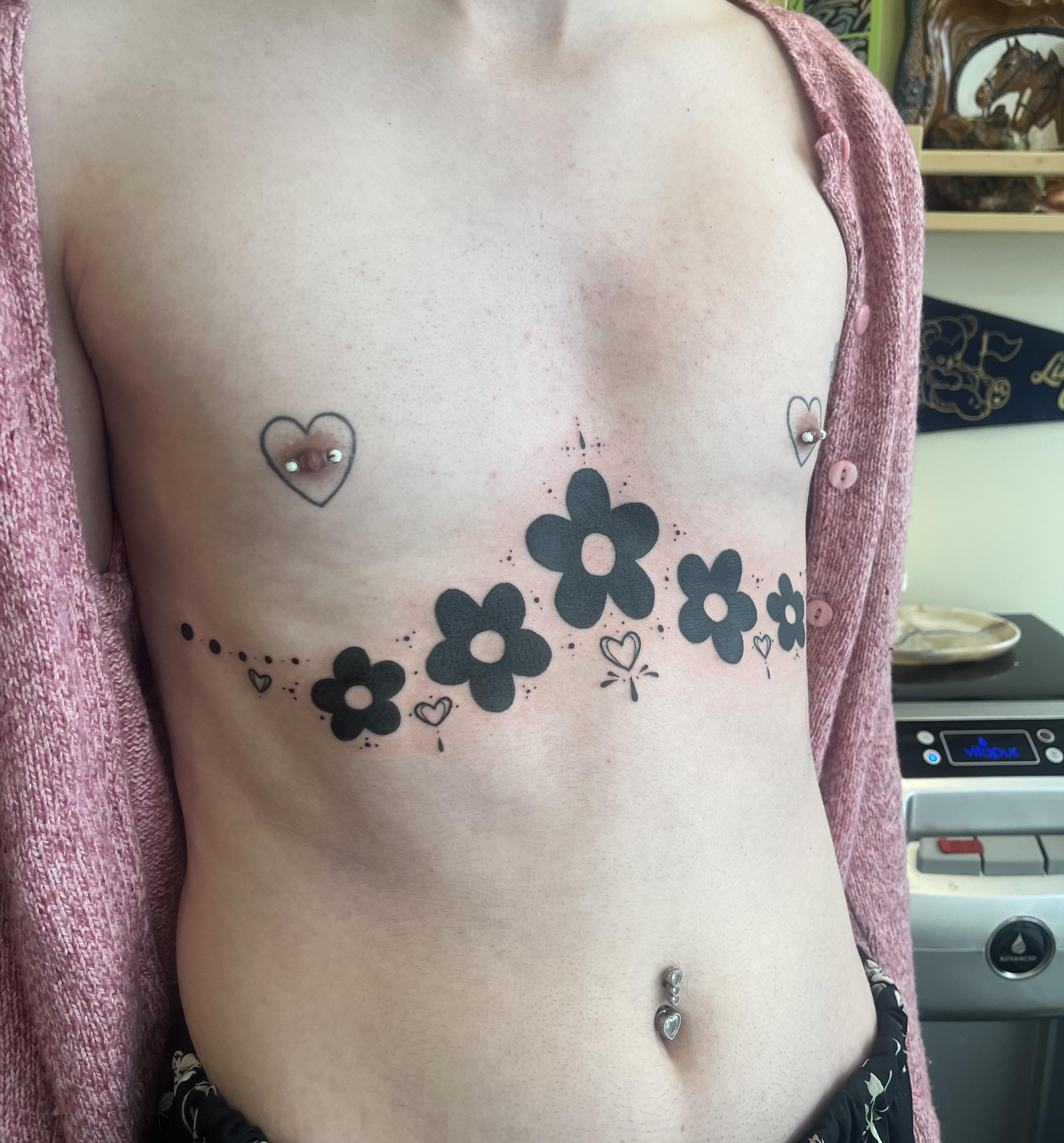 Decorative sternum done by Kaela at Pansy Poke, Edmonton AB