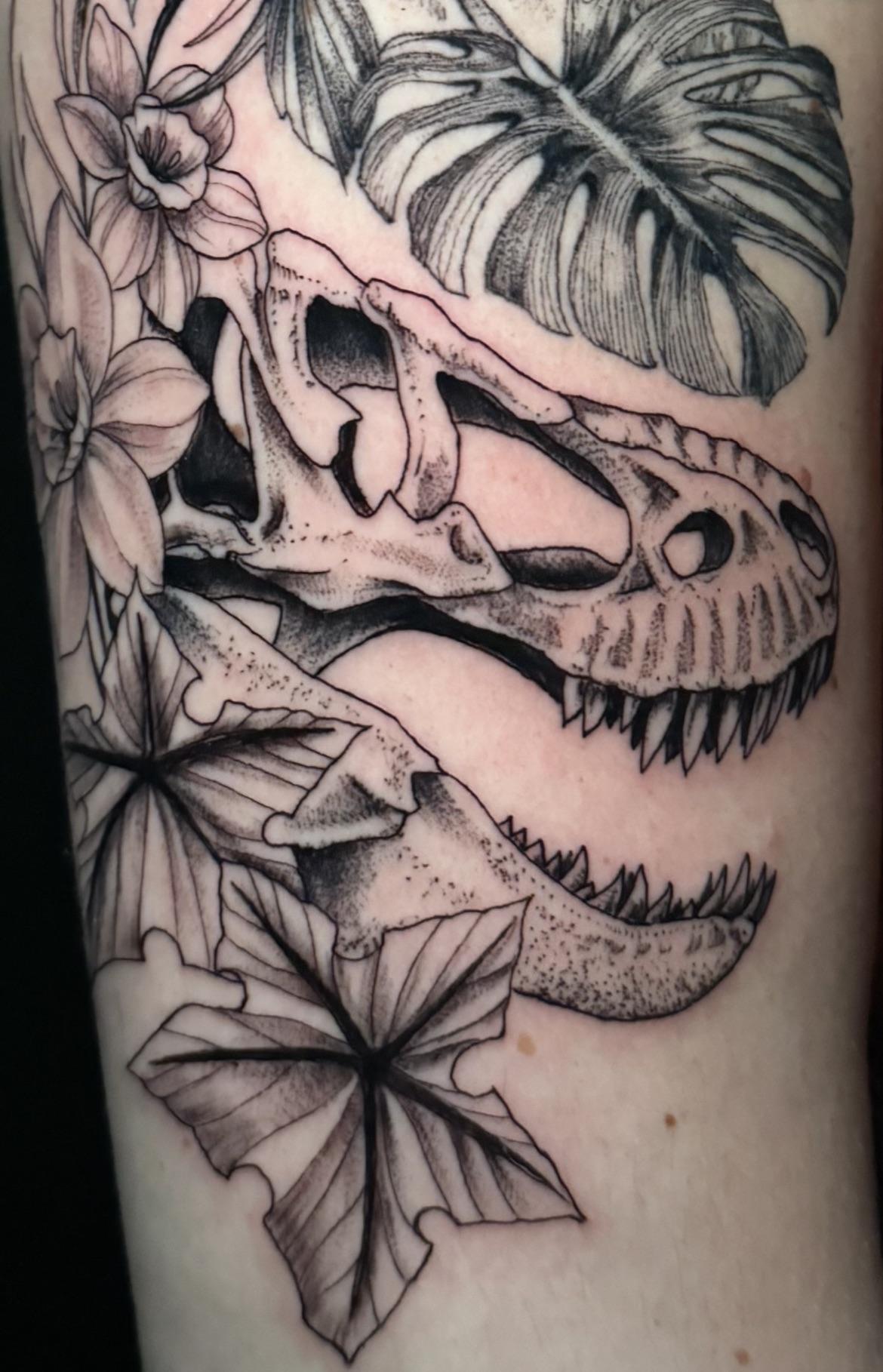 T-Rex done by Renot at Aragon Tattoo in Canton, MA