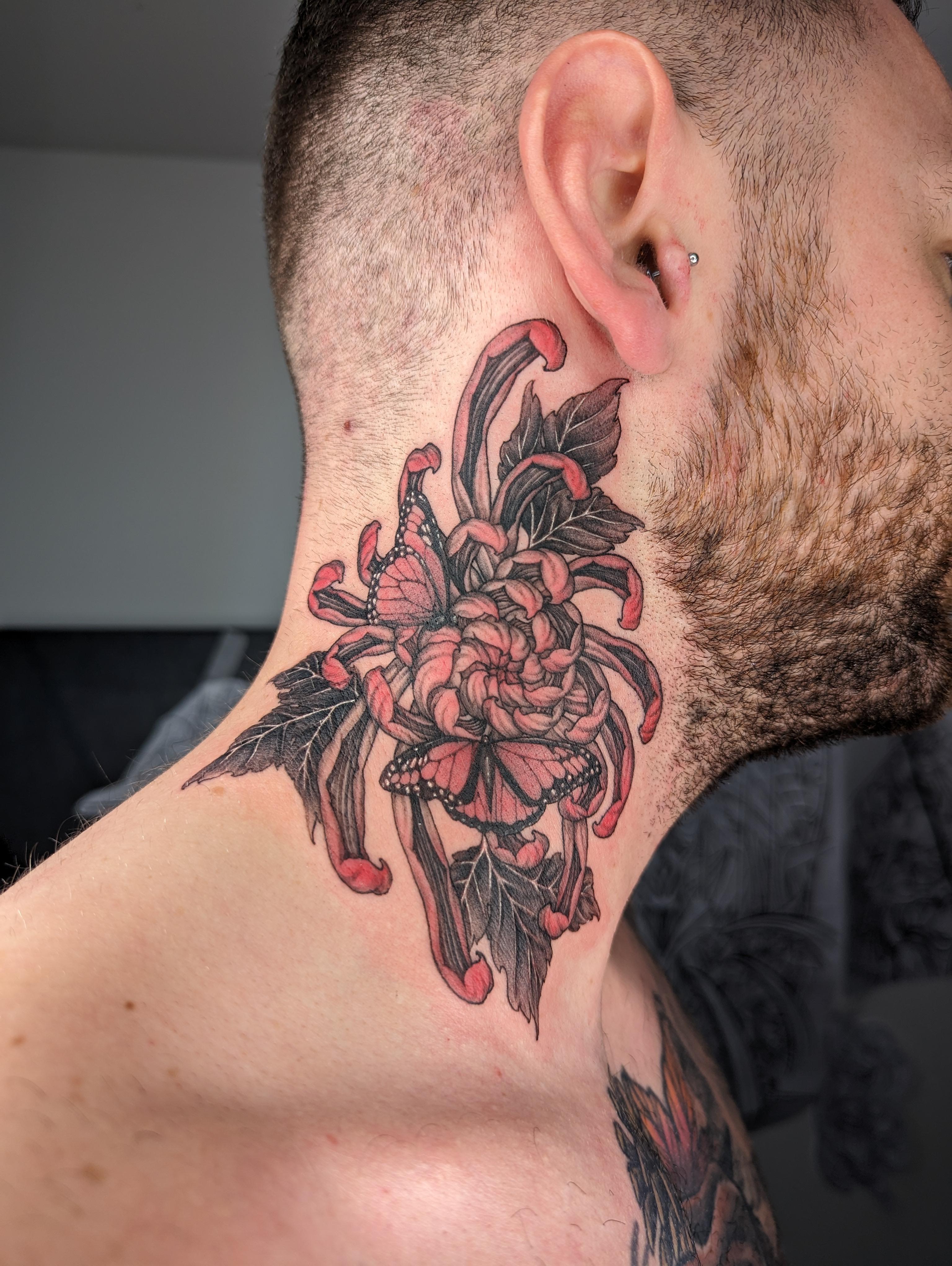 Chrysanthemum by Swan Tattooer at Label Tattoo, London