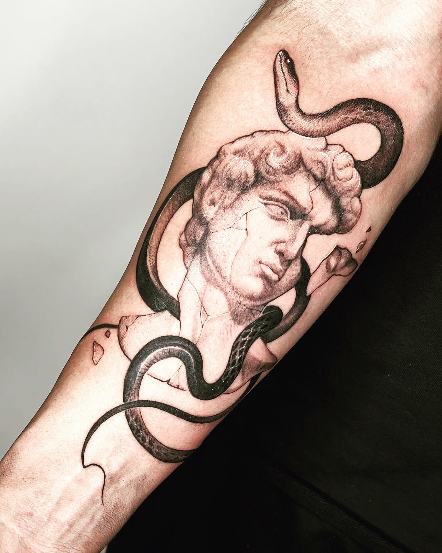 Michelangelos Adam, done by Raul Artiles, Tattoo Noir Munich