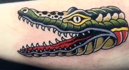 My cool new crocodile by Carter Gillis at Peregrine Tattoo, Cinci OH