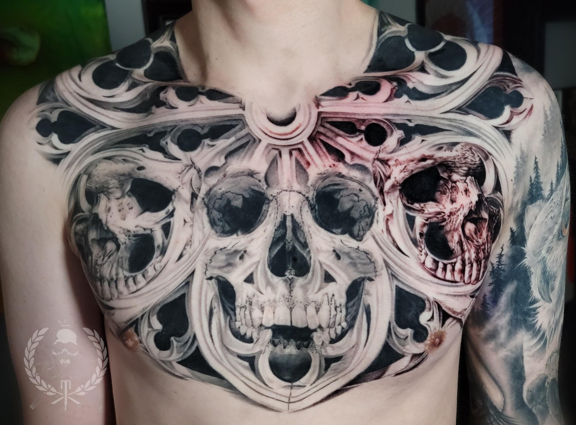 Chestpiece by Riley Hogan at Bushido in Calgary