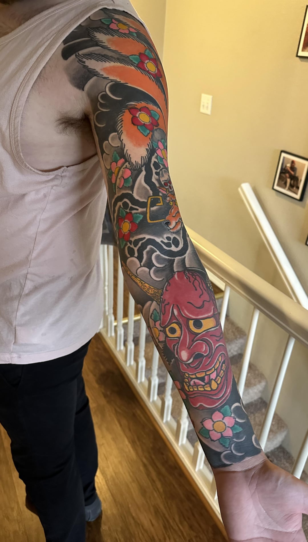 Kitsune sleeve completed by Kiwi Matt at Ronin Tattoo in Seattle WA