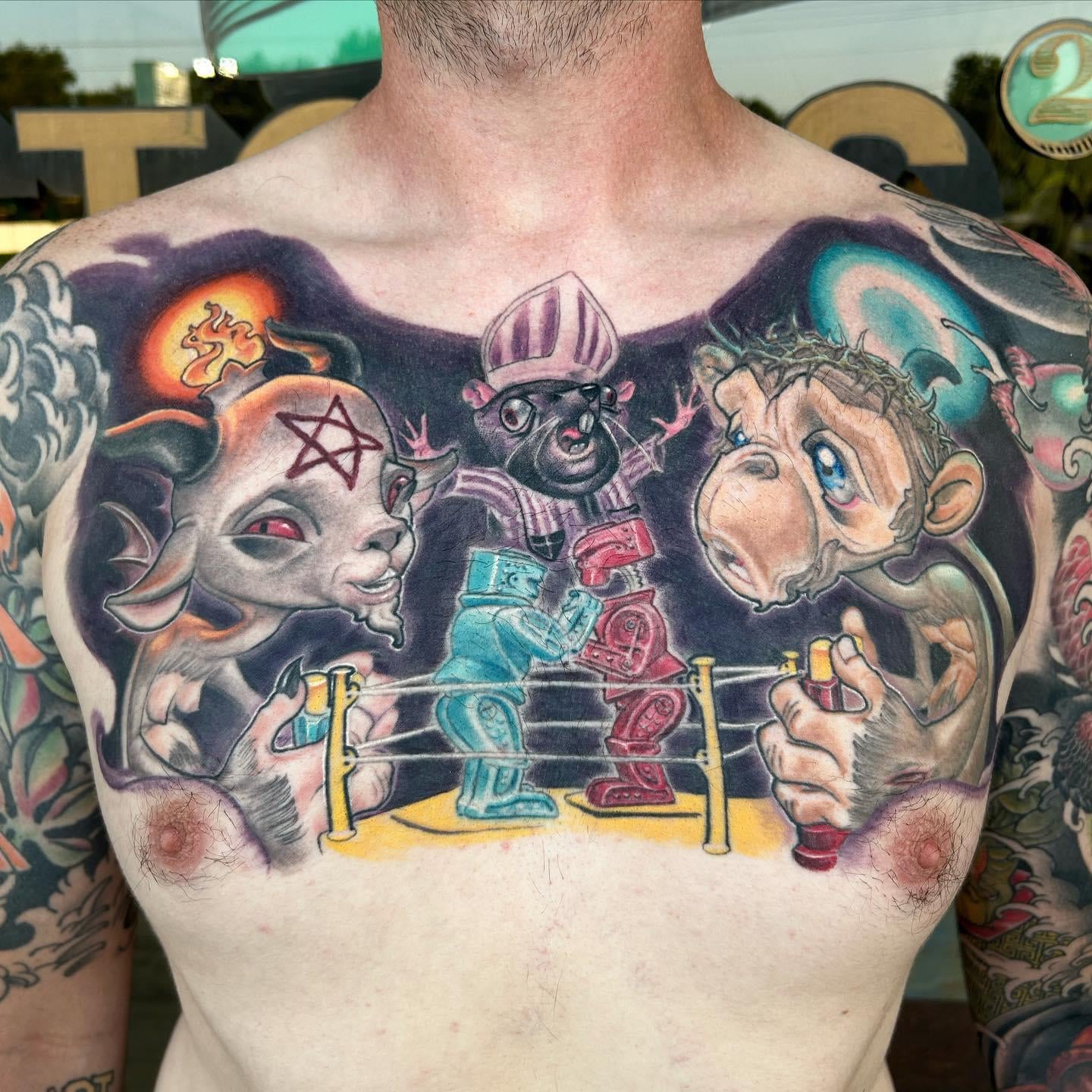 Chest piece done by Jesse Tranter at St. Louis ink in Florissant MO