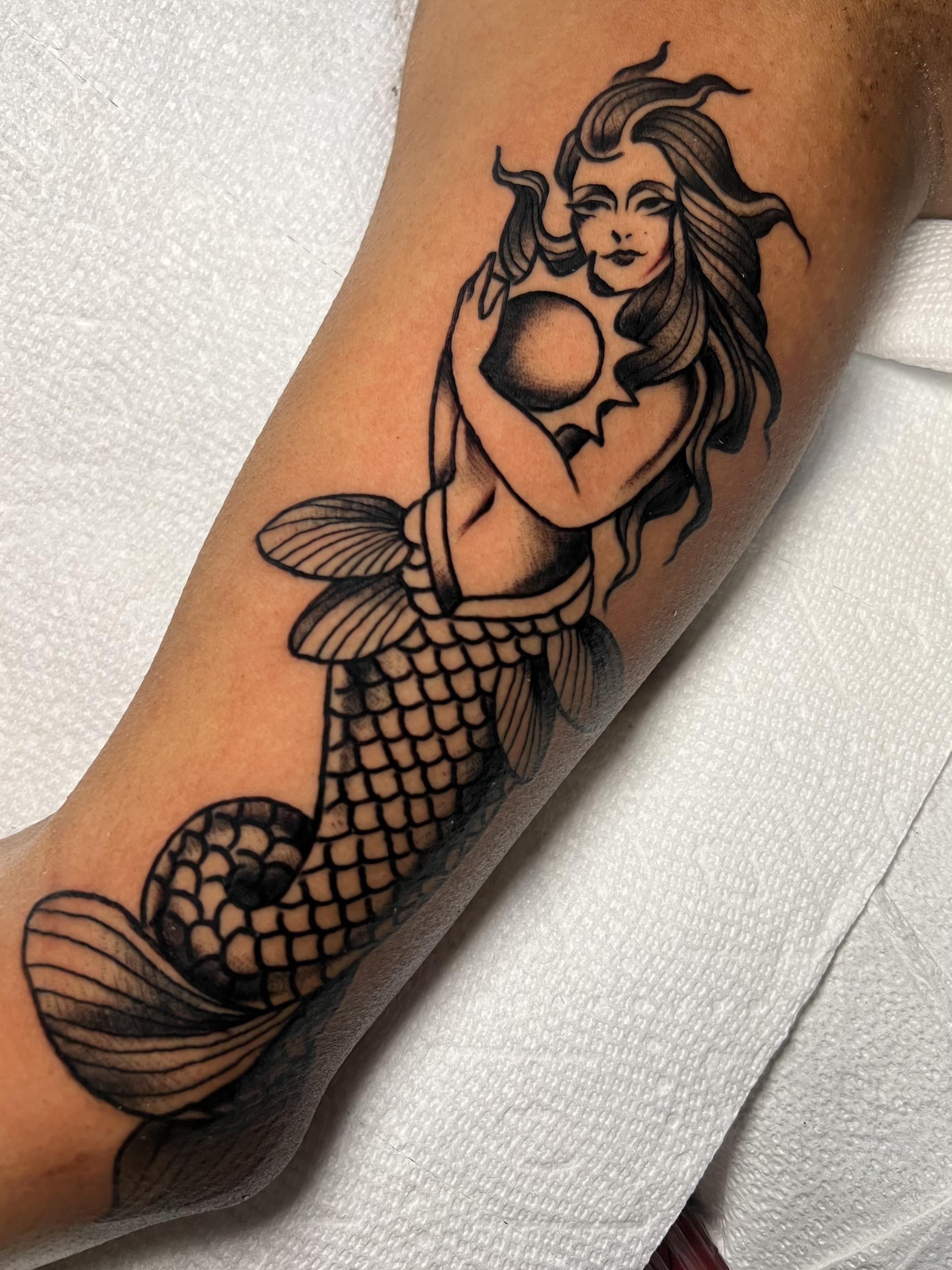 Mermaid I tattooed today at northbound tattoo in south amboy, nj