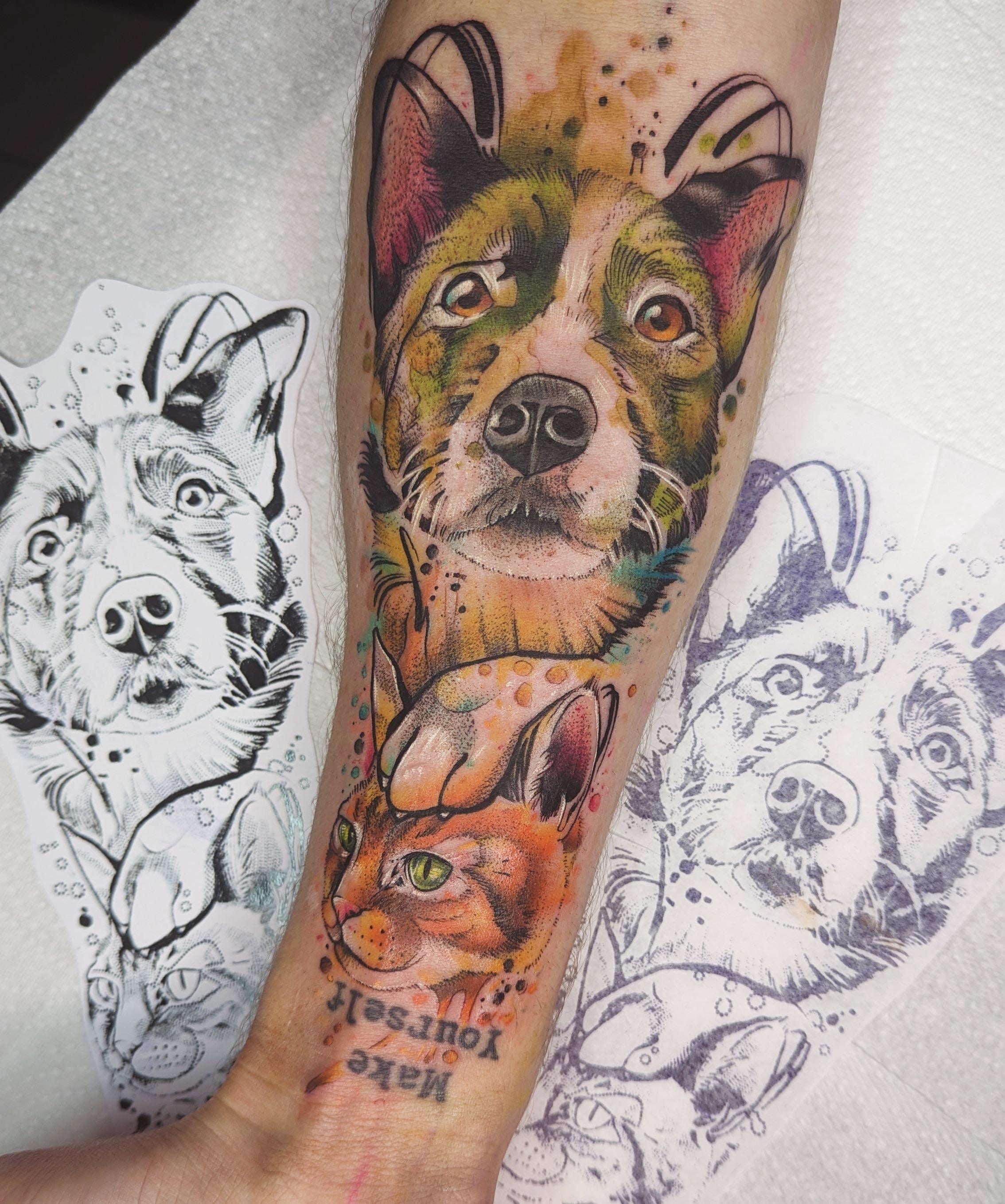 Two of my four furbabies, tattooed by the wonderful, Deku_tats, Belfast, N.I.