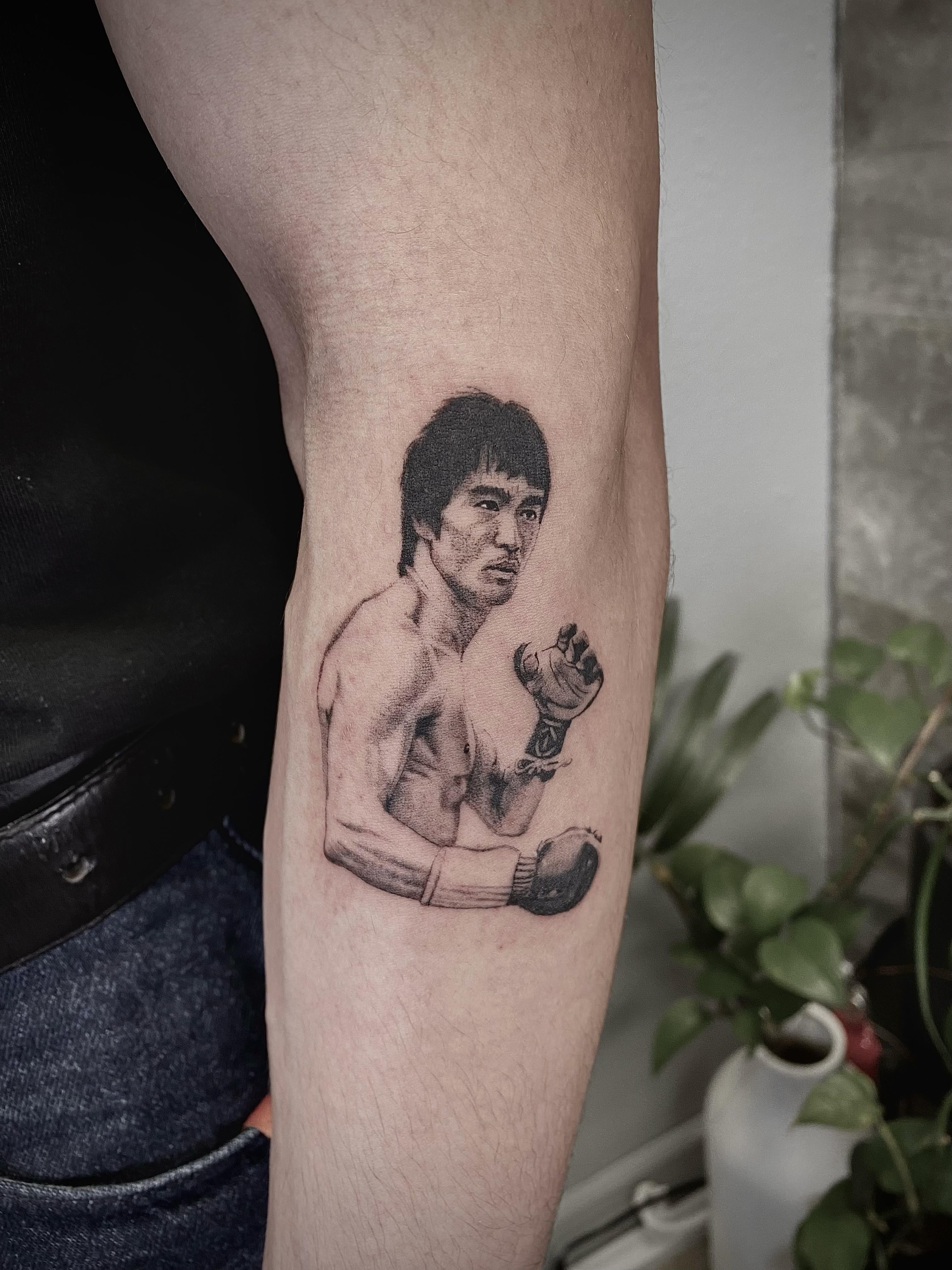 Bruce Lee by me (Jane) Baron art tattoo studio in lB,CA